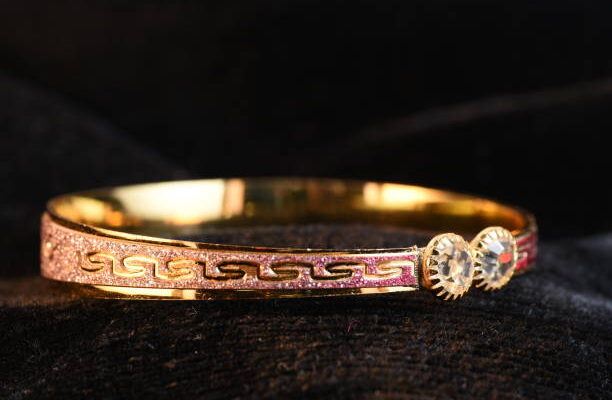 Fancy Golden bracelet for woman fashion jewelary photography macro image