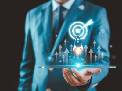 Increase strategy busines plan trend concept. Achieve growth goal sale marketing, increase success potential, soar rocket towards wealth. Competitive business rocket with up arrow investment icon