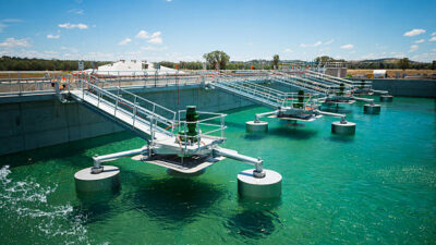 Water being filled into treatment tank for hydrotesting